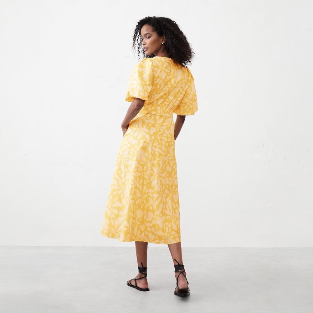 NWT Banana Republic Puff Sleeve Poplin Midi Dress‎ - Picture 2 of 6